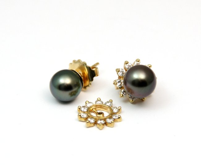 Kolczyki złote z perłami i brylantami